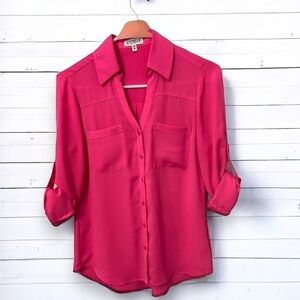 Express The Portofino Hot Pink Long Sleeve Shirt, Women’s Size XS